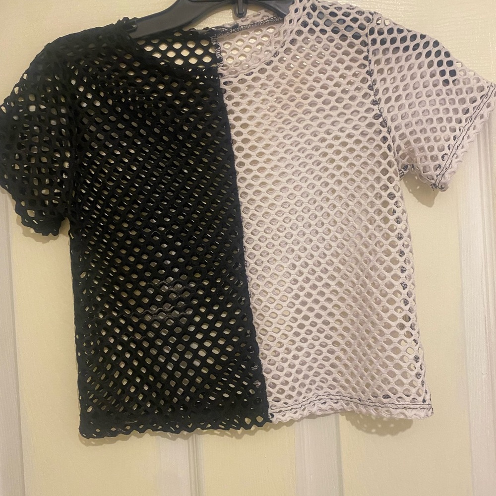 Chic Two-Tone Mesh Top